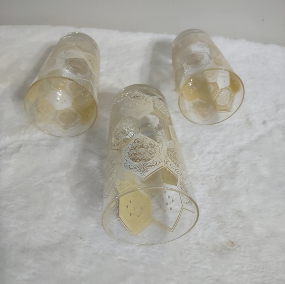 3 Cera Ned Harris Highball Cocktail Glasses 22Kt "6" Pineapple Tumblers - Picture 10 of 12